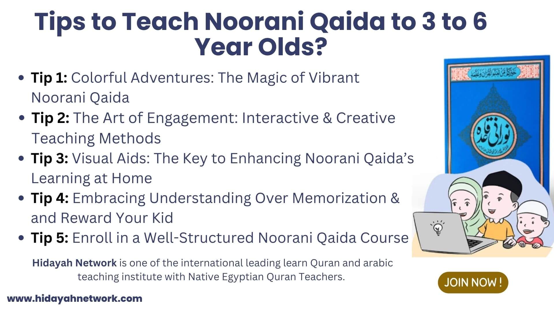 Tips to Teach Noorani Qaida to 3 to 6 Year Olds